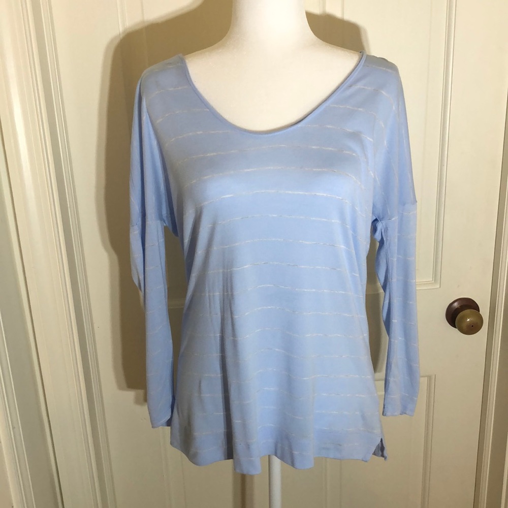 GAP Light blue w/gray stripes shirt.